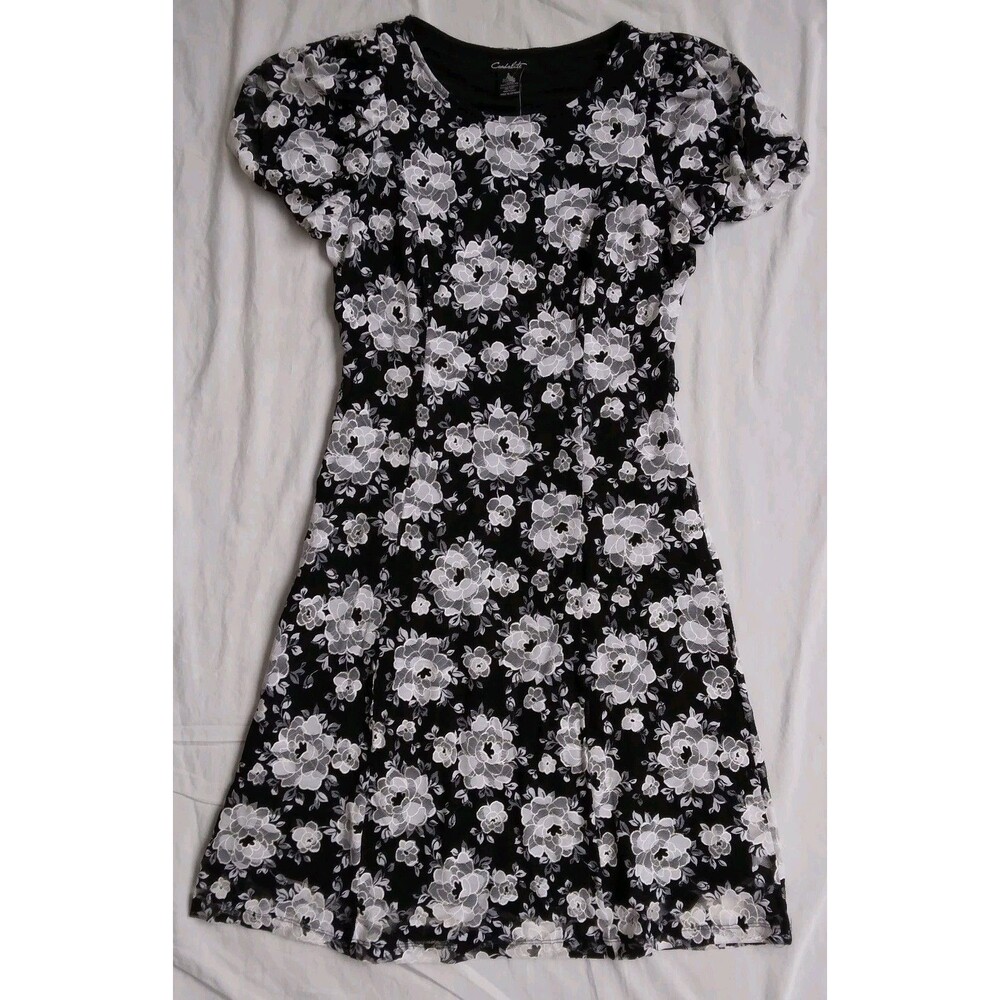 Candalite Black and White Floral Dress Dark Romantic Lace Women's Size S NWT